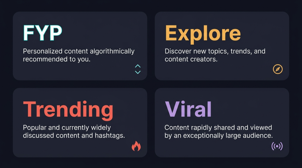 FYP vs Explore vs Trending vs Viral difference explained