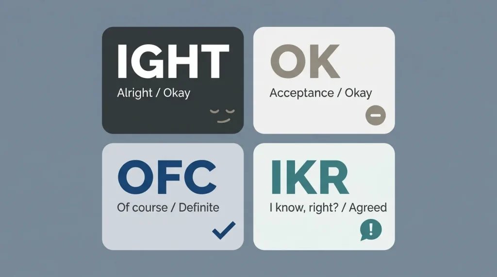 IGHT vs OK vs OFC vs IKR difference in texting explained
