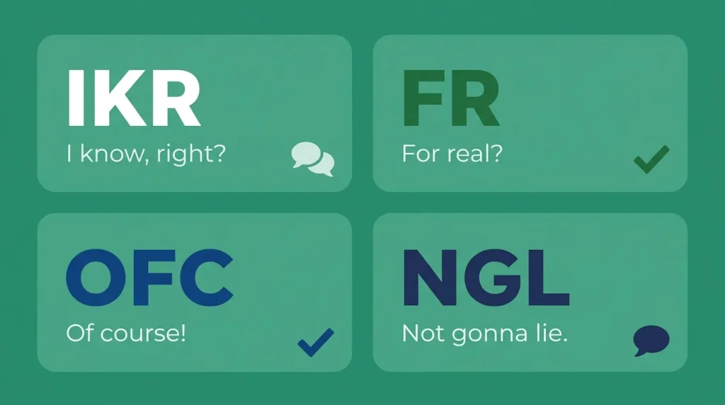 IKR vs FR vs OFC vs NGL difference in texting explained