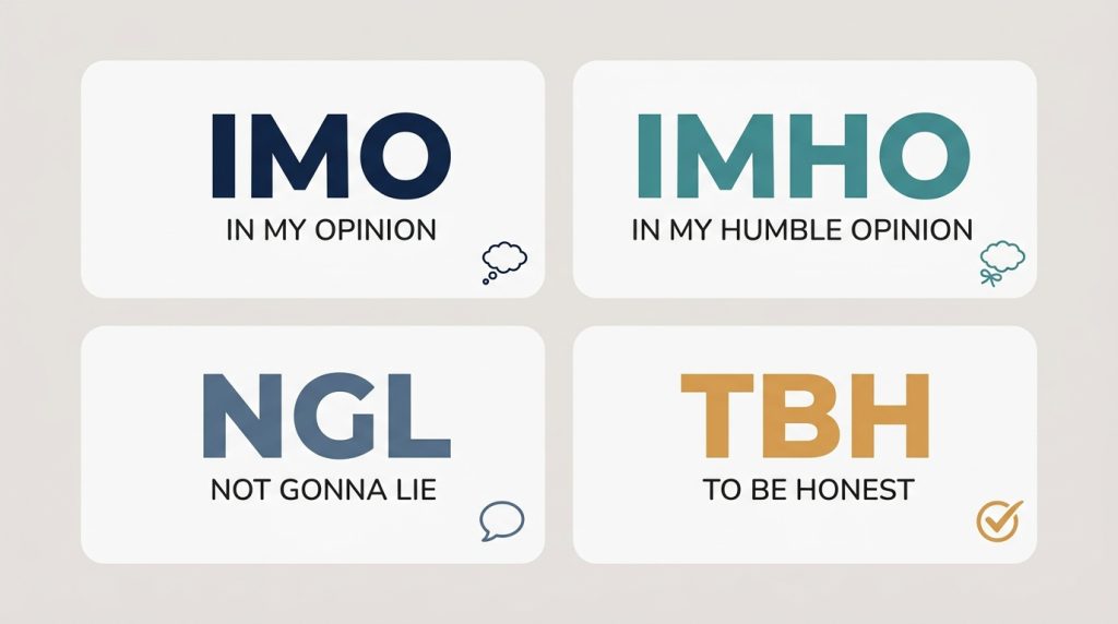 IMO vs IMHO vs NGL vs TBH difference in texting explained
