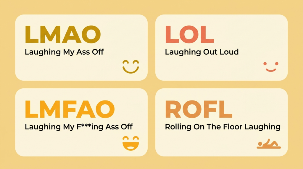 LMAO vs LOL vs LMFAO vs ROFL difference in texting