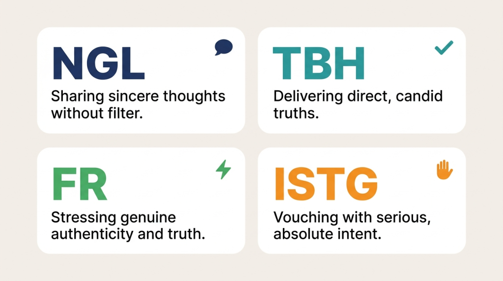 NGL vs TBH vs FR vs ISTG difference in texting explained