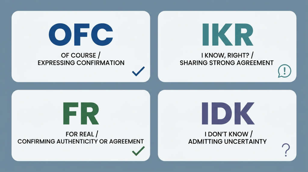 OFC vs IKR vs FR vs IDK difference in texting explained