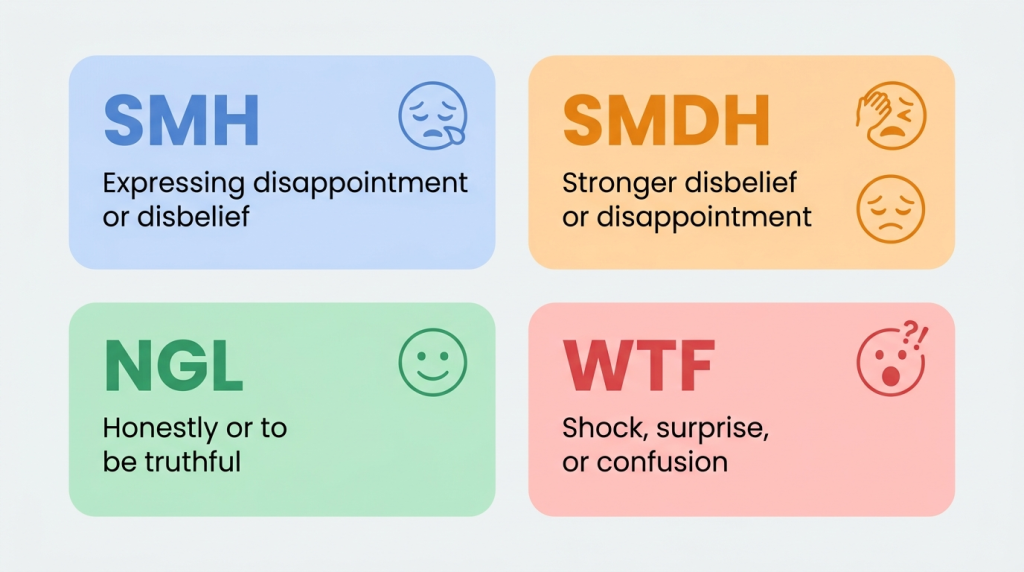 SMH vs SMDH vs NGL vs WTF difference explained